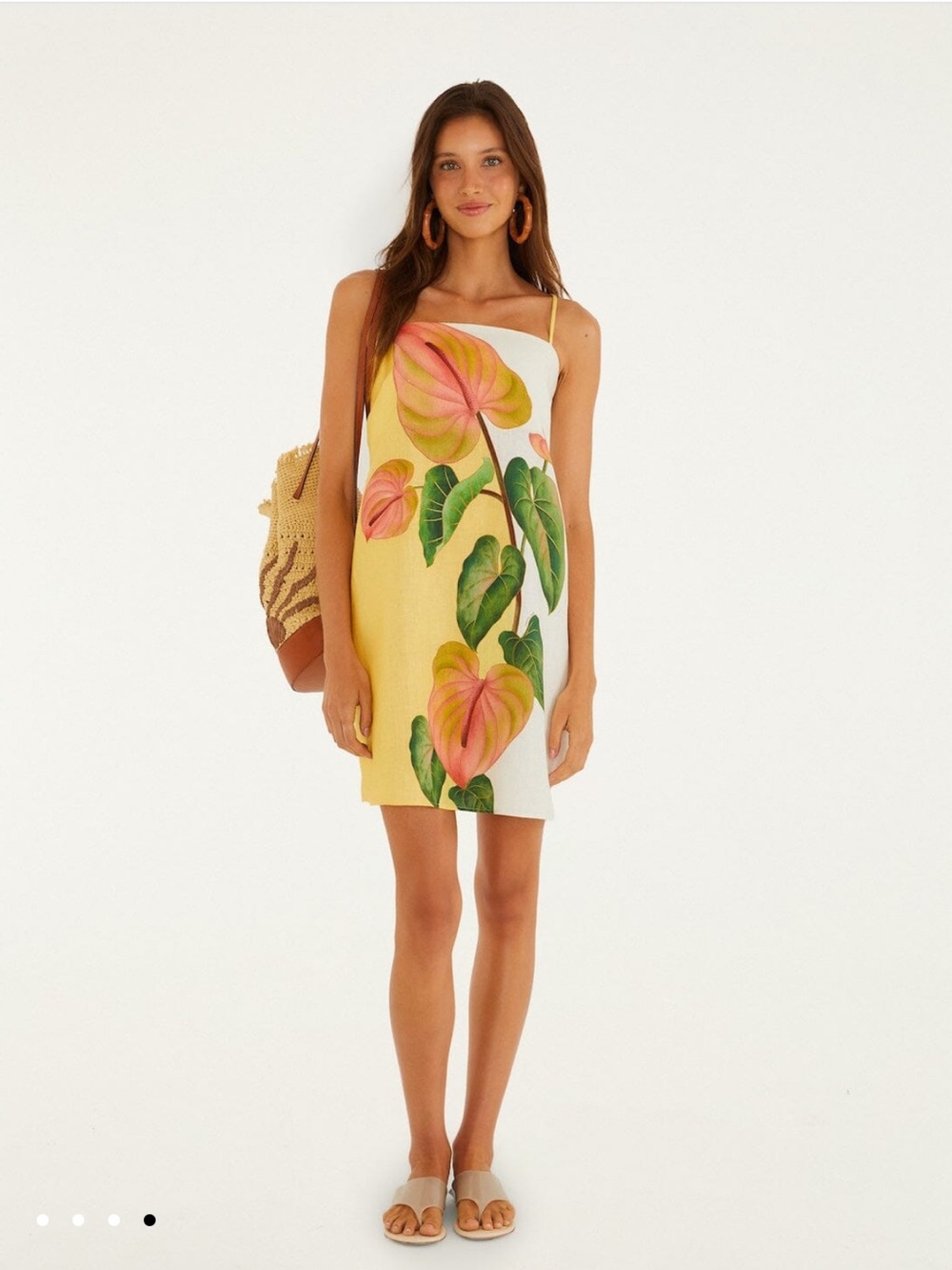 Golden Yellow Anthurium Square Neck Mini Dress from FARM Rio - Picture 4 of 4